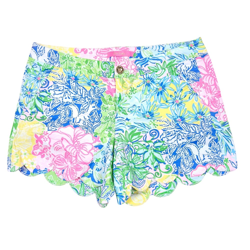 Lilly Pulitzer Shorts Scalloped Hem Floral Animal Print Preppy Multicolor Size 8